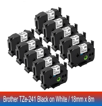 18 мм, TZe-Бяла лента TZe241 TZe-241 TZ241 Ц. 241 Ламиниран на етикета с Черен цвят на бял фон, Съвместими с Brother P-touch Label Maker PT-H300