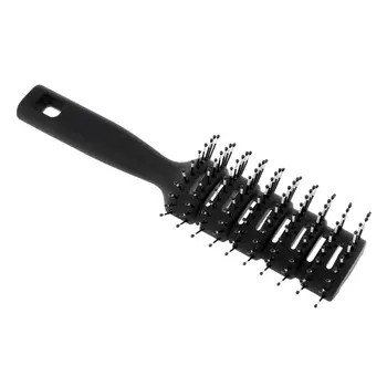 2X Окачена 10-рядная гребен за оформяне на косата със сешоар, за мокри и сухи дълга коса в черен цвят