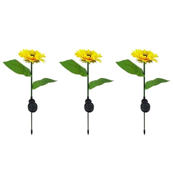3X Led Слънчева Светлина под формата на цвете Семки, Открит Водоустойчива Лампа за украса на градината, косене на тревата