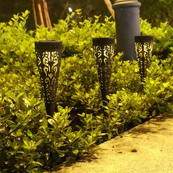 4 комплект соларни лампи за градинско пътеки във вътрешния двор на Слънчеви градински фенери с топло led IP65, защитени от атмосферни влияния на Слънчева светлина са Лесни за използване