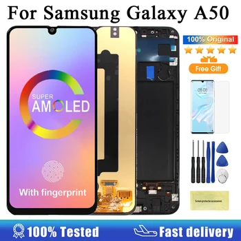 AMOLED Дисплей За Samsung Galaxy A50 A30 LCD Сензорен дисплей и Цифров Преобразувател В събирането За Samsung A50 A505F A505F/DS Display