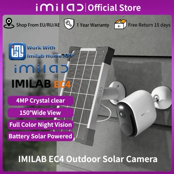 IMILAB EC4 Външна Слънчева камера, Wifi IP Камера за видеонаблюдение е 2.5 K Безжична система за сигурност е Умен дом Прожектор ВИДЕОНАБЛЮДЕНИЕ Батерия Уеб камера