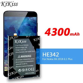 KiKiss Батерия с Голям Капацитет 4300 mah HE 342 HE342 За Nokia X6/5.1 Plus/6.1 Plus 2018 TA-1099 X5 TA-1109 Батерии + Инструменти