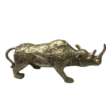 MOEHOMES Коллекционно Украсени Старинни Ръчно изработени Изделия От Тибетския Сребро на Фън Шуй, статуята на носорог, еднорог от метал за ръчна работа