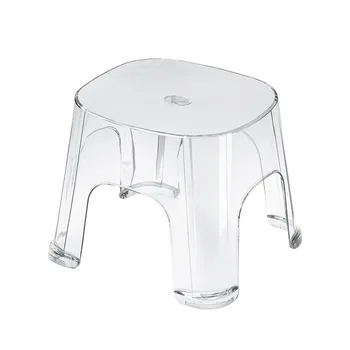 O324 Обикновен апартамент табуретка домашен столче за баня, столче за спалня с противоскользящим мат, домашен квадратен пластмасов прозрачен стол