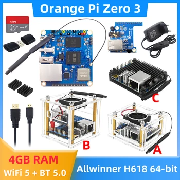 Orange Pi Zero 3 и 4 GB ОПЕРАТИВНА памет Allwinner H618 64-Битов WiFi 5 + BT5.0 LPDDR4 16 MB SPI Flash Gigabit Ethernet Android 12 TV Ubuntu 22 OS