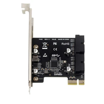 PH62 PCI Странично Card Адаптер 2 порта USB3.0 Hub Вътрешен 19/20-пинов USB 3 за PCIE PCI Express карта адаптер
