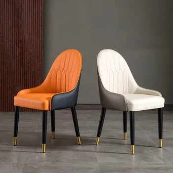 Q14 Италианско седлото, кожен стол, лесен домакински дизайнерски стол за хранене в кремовом стил, лесен луксозен ресторант, минималистична трапезария