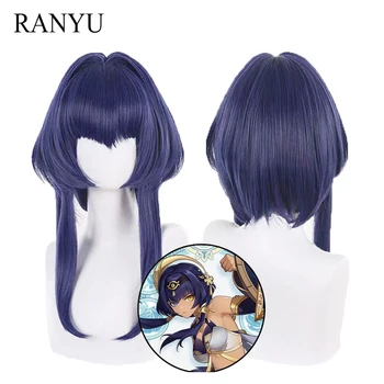RANYU Genshin Impact Кандис Перука Синтетичен Кратък Дълга Права син игра cosplay Косата Огнеупорни перука за парти