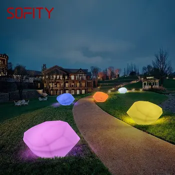 SOFITY Modern 16 цвята тревата фенери USB Electric Creative 3D White Stone С дистанционно управление IP65 декорация за градината и парка