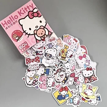 Sanrio Hello Kitty Стикер Kawaii Красив Cartoony Малък Модел Сладък Студентски Ръчно Изработени Сметка Украса За Момичета, Детски Подарък