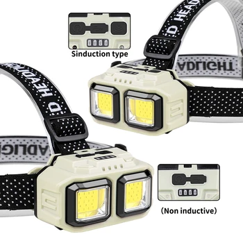 USB Акумулаторна светодиодна индукционная фаровете, 4 режима на осветление, Мощна светлина, вградена батерия, лампа за риболов на открито