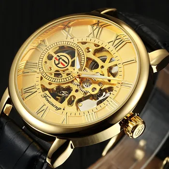 Ажурни ръчни механични часовници, модерен бизнес механични часовници, мъжки часовници с часовник