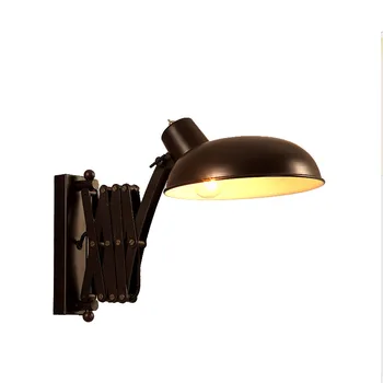 Американски Ретро Промишлен Телескопична, с монтиран на стената Лампа LED E27 Black Iron Art Декоративен Стенен Лампа За Дневна /трапезария, Коридор, Стълбище
