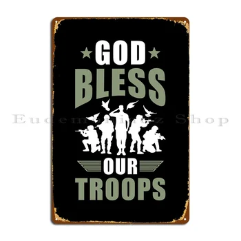Бог да благослови нашите войски, метални табели, декорация на стени, Дизайн на домашен гараж, дневен тракт, лидице табела, плакат