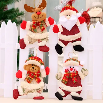 Весели Коледни украси, Сладки кукли-висулки във формата на Дядо Коледа и Снежен човек, Коледна елха, подвесного украса за дома, Честита нова година декор