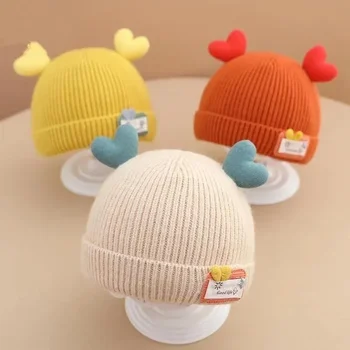 Вълнена детска есенно-зимни супер сладка шапчица за новородено Вълнена вязаная шапчица за новородени бебета момчета и момичета