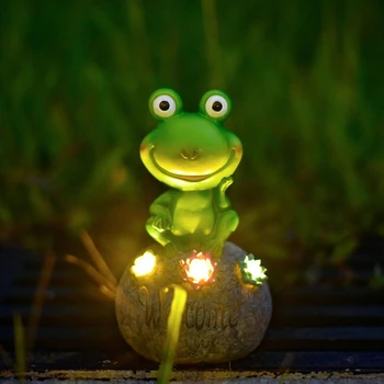 Външно осветление, изделия от лягушачьей смола, Слънчева светлина за статуя на жаба, скулптура жаби, led соларни лампи за коледна украса