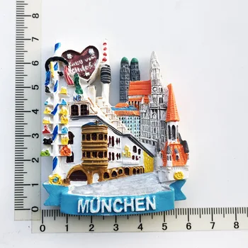 Гледка от улиците на Мюнхен, Германия Магнити за хладилник Travel 3D Паметник на Магнитен хладилник