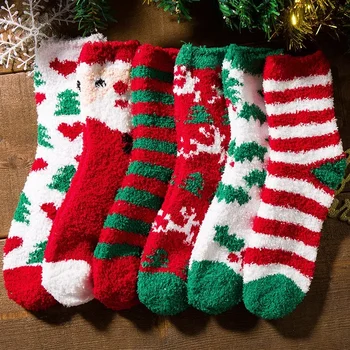 Горещи коледни чорапи за двойки, вълна кръг, дамски есен-зима плюс дебели вълнени чорапи на месец
