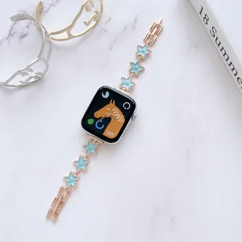 Гривна в Корейски Стил за Apple Watch Band Подмяна на Метална Гривна за Жени iWatch Series 8 7 6 5 4 3 Принадлежности с Тънка Каишка