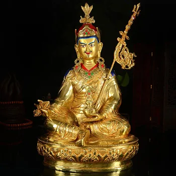 ДОБРИ будистки аксесоари -Ефективен Буда -13 см-33 см ГОЛЯМ будизма с пълна позлатени латунная статуя на Буда, Докато Гуру Ринпоче