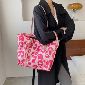 Дамска чанта-месинджър с леопардовым принтом, наплечная чанта за пазаруване с голям капацитет, дамски чанти-тоут за почивка, чанта-тоут за пътуване до работа, Оксфорд чанта
