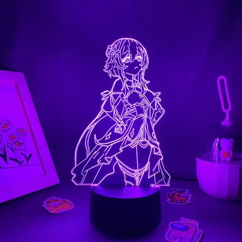Детска фигурка Genshin Impact Lumine 3D Led ночники Подаръци за приятелите Декор на масата в стаята за игри Неонови лава лампи Manga Lumine