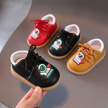 Детски кожени обувки от Нов тип за момичета и момчета от 0-2 години, пешеходната обувки с мека подметка, ежедневни кожени обувки