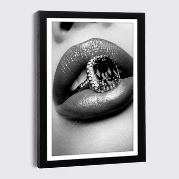 Дървени рамки с формат А4 и А3 със секси устни Курящей Жени, бижута с диаманти, Плакат, рамка за снимка, Скандинавските Черно-бели рамки за снимки, Декора на стените