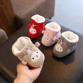 Есенно-зимни обувки и чорапи за новородени на плюшени меки обувки, обувки за деца за момичета и момчета на възраст 0-1 години, памучен обувки