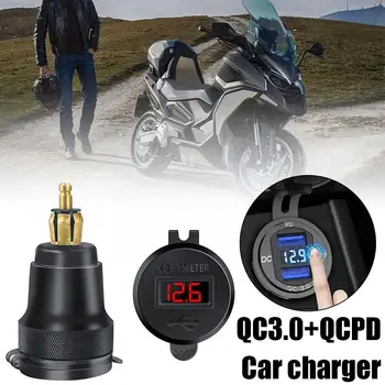 Зарядно Устройство За мотоциклет Dual USB QCPD Бързо Зарядно Устройство 12-24 В QC3.0 Адаптер За Зареждане От алуминиева Сплав BMW R1200GS R1250GS F800 A7H4