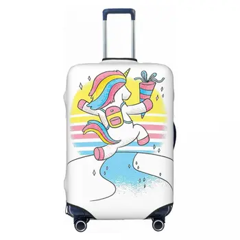 Защитен калъф за багаж с принтом Еднорог Happy Kinder, Еластичен Водоустойчив калъф за куфара 18-32 инча, аксесоари за пътуване