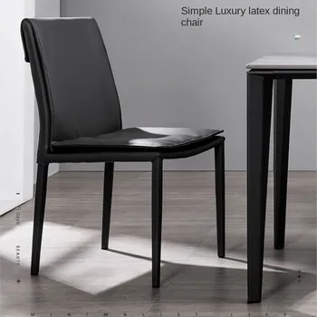 Италиански лесен Луксозен стол за хранене в скандинавски стил, домашен стол, дизайнерски италиански стол, минималистичное кожен стол в стил кафене Ваби-съби