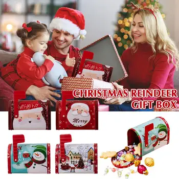 Коледен подарък кутия с елени, Дядо коледа, Снежен човек, Коледни резервоар, подарък за бонбони, парти със закуски, Коледна нетъкан хранилище G5V3