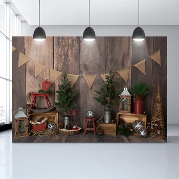 Коледен фон Mehofond Тъмно кафяв Дървен под, стена, дърво, на фона на детски снимки, предмети за украса на фотофона във фото студио