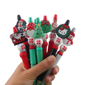Коледна творческа мултифункционална пластмасова химикалка писалка със силикон мъниста, мультяшные химикалки за подписване за деца Коледен подарък