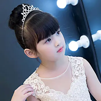 Красиви вечерни Детски Аксесоари за коса във формата на Кристал crown Панделка за коса-Детска Диадема Лента за коса на принцесата