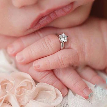 Луксозен реквизит за снимки на новородени, пръстени Angel Hope с кристали, елегантни, красиви блестящи пръстени, които са лесни за носене.