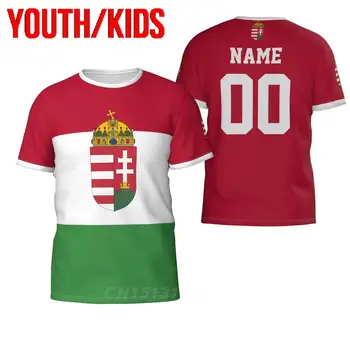 Младите хора и Децата Потребителското си име Номер Флаг на страната Унгария 3D тениски Облекло Тениска Тениска за момчета и момичета Върховете Подарък за рожден ден, Размерът на САЩ