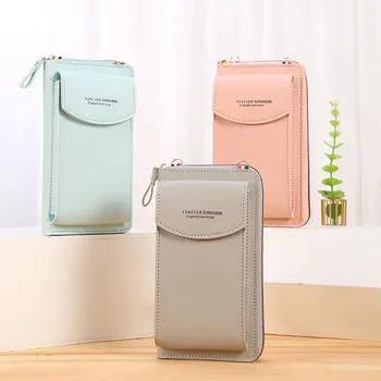 Многофункционална дамска чанта за през рамото, чанта за мобилен телефон, двуслойни чантата е с голям капацитет, дамски портфейл