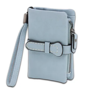 Многофункционална къса дамска чанта, сгъваема женски портмоне, портфейл от набук с цип с каишка на китката, дамски Carteira Feminina