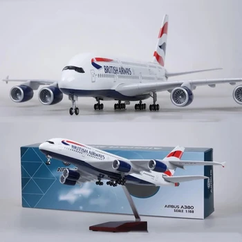 Монолитен под налягане модел самолет на British Airways A380 в мащаб 1: 160 Колекция от модели на самолети с led подсветка (сензорно или звуково управление)