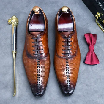 Нови мъжки модел обувки zapato formal para hombres от естествена кожа scarpe uomo, мъжки официалната обувки