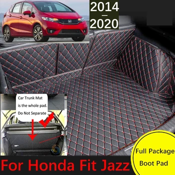 Обичай Кожена Подложка на Багажника на Колата, За Honda Fit (Jazz GK3 4 5 6 7 2014 ~ 2020 Водоустойчив Мат Тава Килим Кал Автомобилни Аксесоари