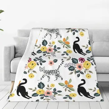 Одеяла за котки с цветен модел, флисовое мултифункционален меко одеало с домашен любимец принтом за дома, улични легла