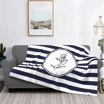 Одеяло на ивици с котви и тъмно-сини ивици, Флисовое одеяло с дышащим топло принтом, одеяла, за да спят, за пътуване, плюшевое коварен одеяло