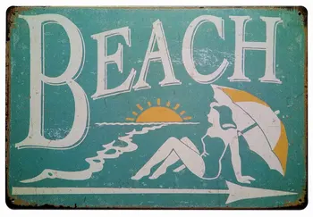 Плажна ретро декорация за дома, лидице табела, ретро-метален плакат на кръчма-бар