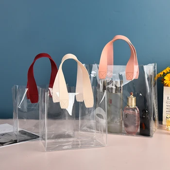 Прозрачната чанта-тоут от PVC с Голям капацитет, зашити в Автомобила Пластмасова косметичка за пазаруване, чанта за желе, подарък чанта За туризъм на открито, на Новост