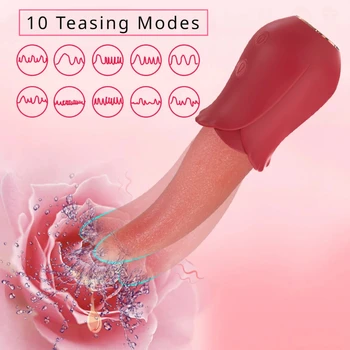 Реалистичен лижущий език, розови вибратори за жени, 10-степенна скоростна кутия, секс-играчки за стимулация на зърната и клитора, вагина за възрастни женски двойки
